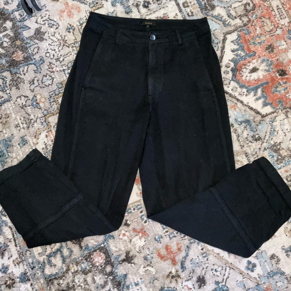 Quince Black Wide-Leg Pants